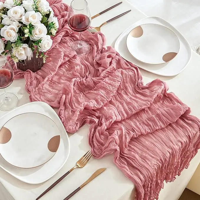

12PCS Dusty Pink Table Runner Wedding Banquet Wedding Baby Bridal Shower Decor Table Runner Holiday Banquet Luxury Tablecloth