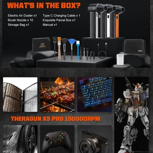 THERAGUN X3PRO مروحة توربو جيت محمولة صغيرة - 150000 دورة في الدقيقة منفضة هواء مضغوط قوية للسيارة / الكمبيوتر الشخصي / المنزل / مجفف الصناعة أفضل 8 شاحن إرضاء للمبيعات - رقم 8