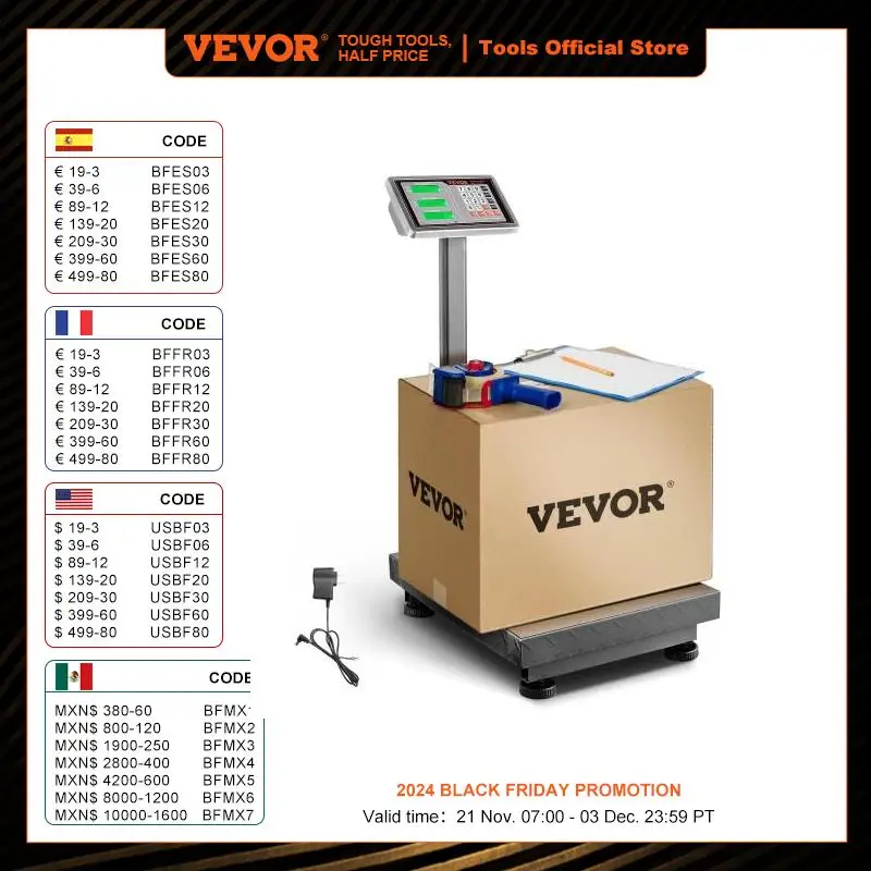 VEVOR Computing Digital Platform Scale  660 lbs Load with LB/KG, Tare, Price Calculator, Stainless Steel High-Definition Display