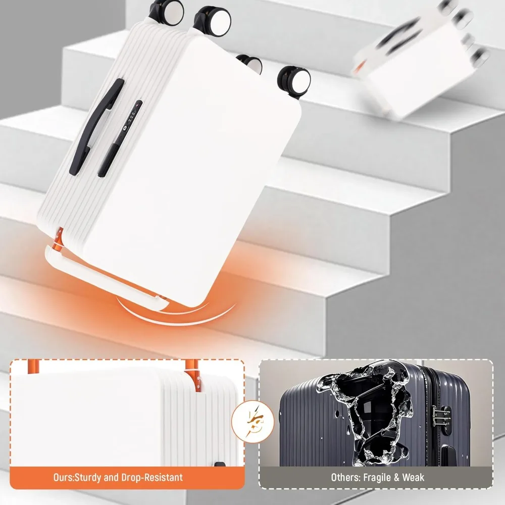 Durable Hardshell Spinner Luggage with TSA Lock, 20-Inch Wide Handle, Frameless Design, and Zipper Closure for Travel Convenienc