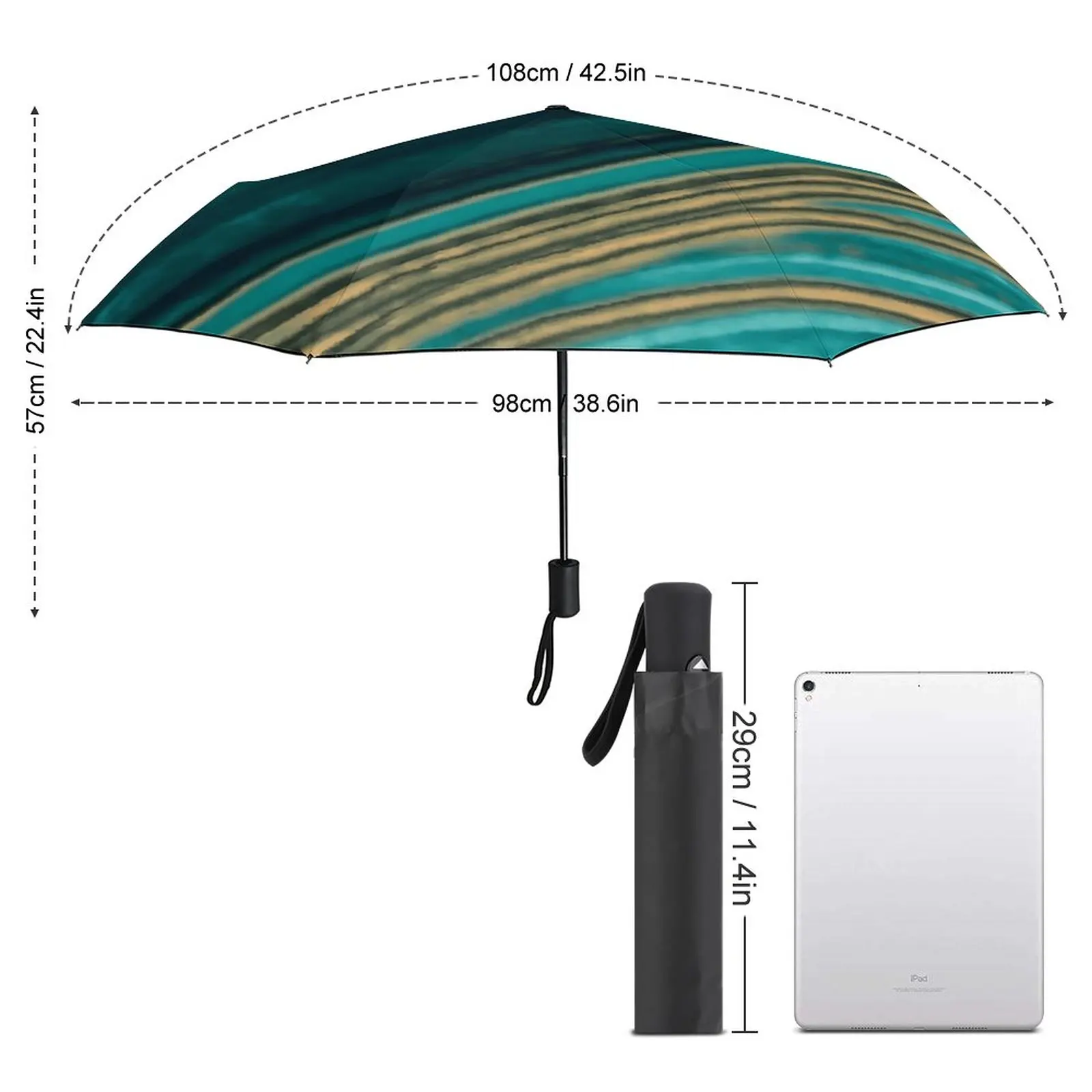 Gold Marble Umbrella Aqua And Metallic Wind Proof Golf Umbrella Beautiful Auto Art Folding Umbrella