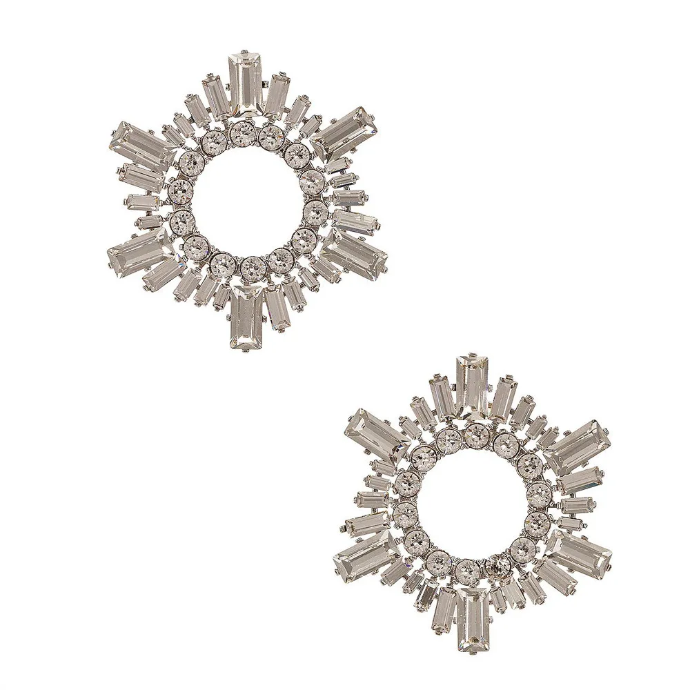 Luxury Rhinestone Hollow Gear Earrings for Women Retro High-end  Irregular Earrings Designer Earrings Party Accessories