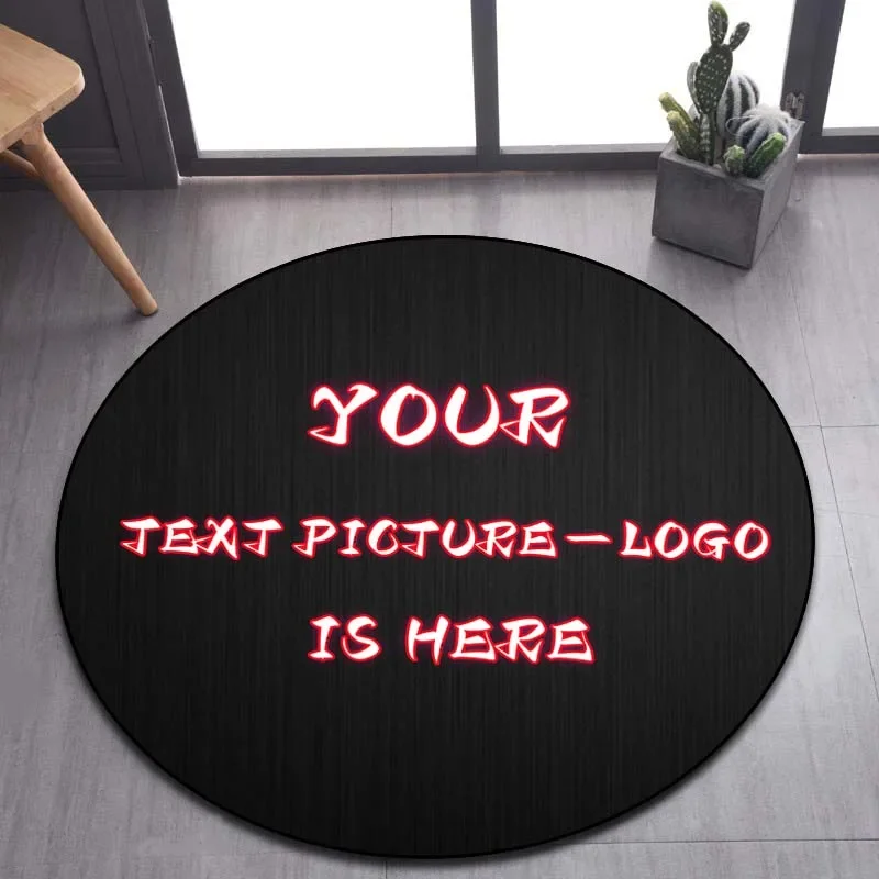 Custom Logo Mat Circle Carpet Anti-Slip Round Area Rug Large for Home Living Room Bedroom Decor Chair Drum Rug Chair Doormat