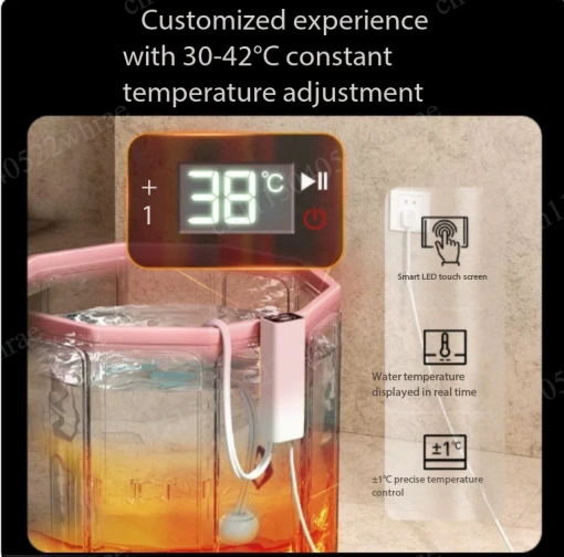 The smart thermostatic bathtub heater does not support heating cold water, and it features water and electricity separation