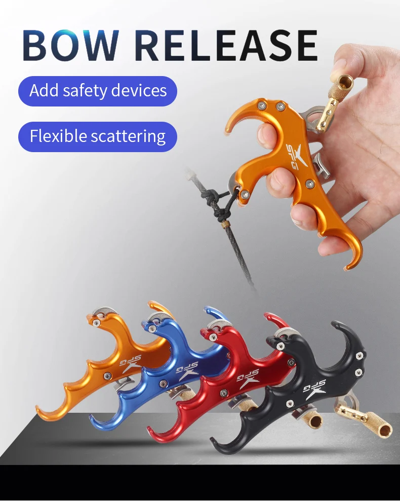 Archery 4-finger bow release auxiliary aluminum caliper thumb trigger grip adjustable release compound bow hunting - view 6