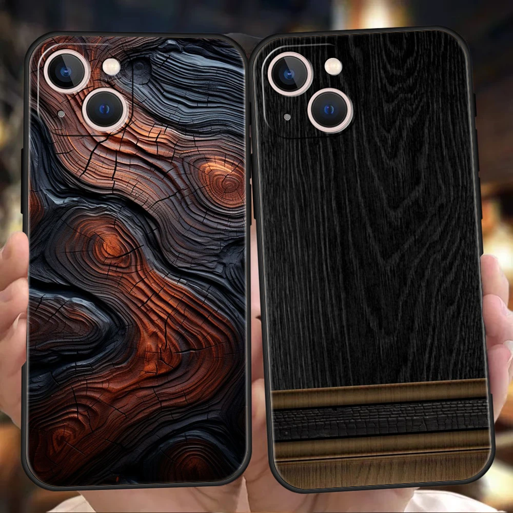 Luxury Vintage Wood Grain Pattern Phone Case Cover for iPhone 16 15 14 13 12 Pro Max 11 Pro Max 7 8 Plus XS XR Soft TPU Shell