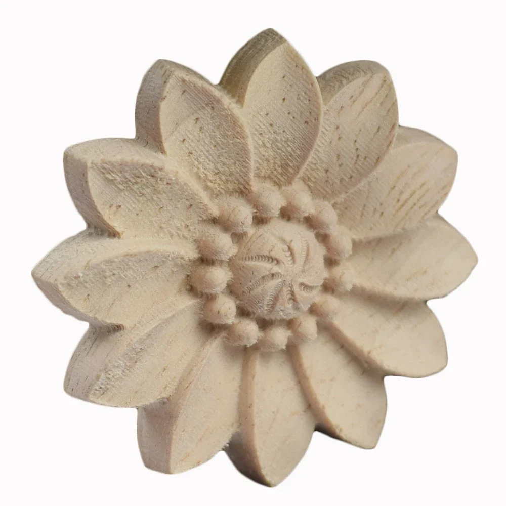 

10PCS 5/6/8/10cm Wood Carved Round Onlay Applique Unpainted Cabinets Door Vintage Home Decoration Decor Type Kawaii Craft