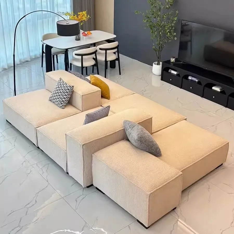 Italian minimalist fabric sofa back-to-back combination tofu block double-sided module reception area large flat floor room