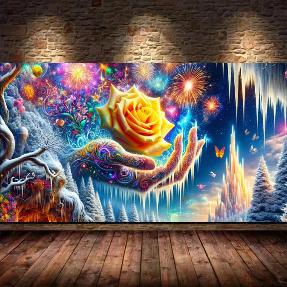 

Набор для алмазной вышивки «холодный город», «зимний пейзаж», «Желтая роза в руке»