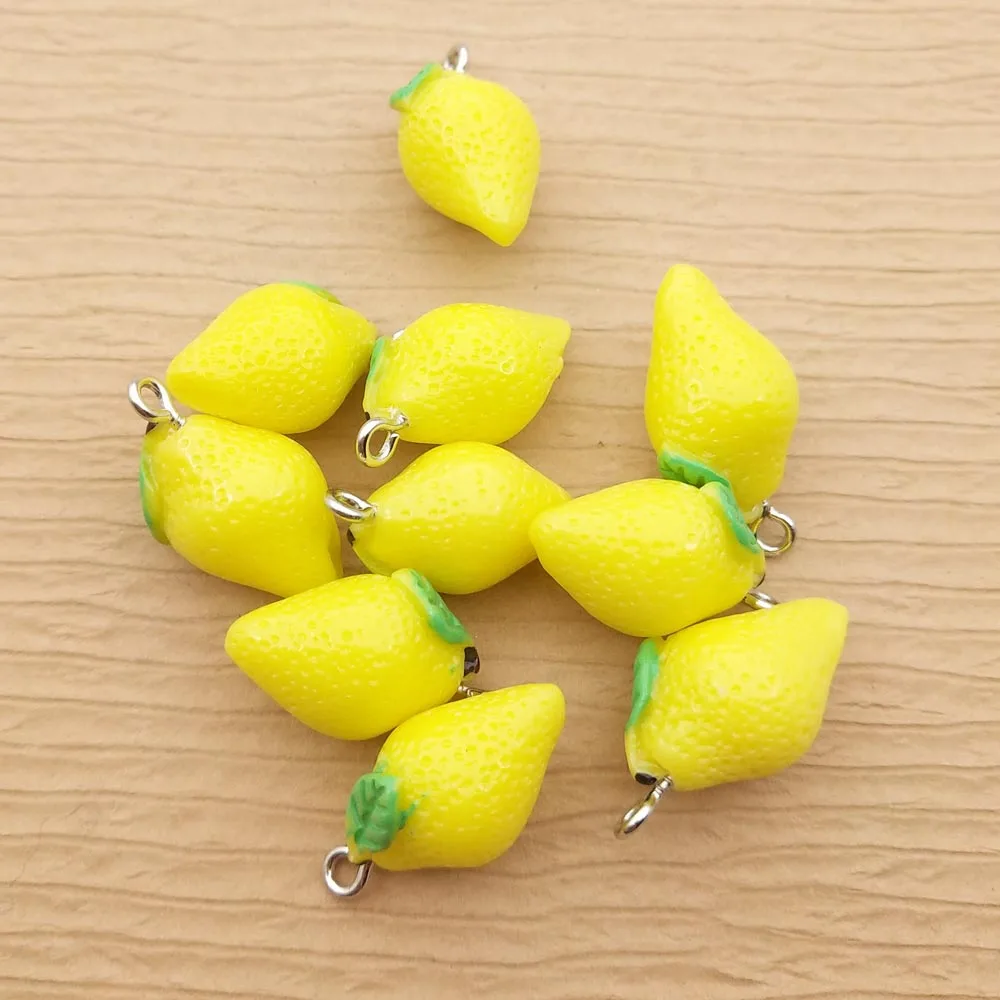 10pcs Resin Lemon Charm for Jewelry Making Supplies Earring Pendant Necklace Charms Diy Craft Accessories Keychain