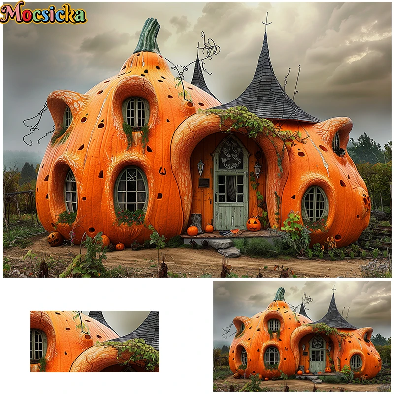 

Mocsicka Pumpkin House Backdrop Kids Baby Birthday Cake Smash Props Adult Child Photography Decor Autumn Harvest Farm Background