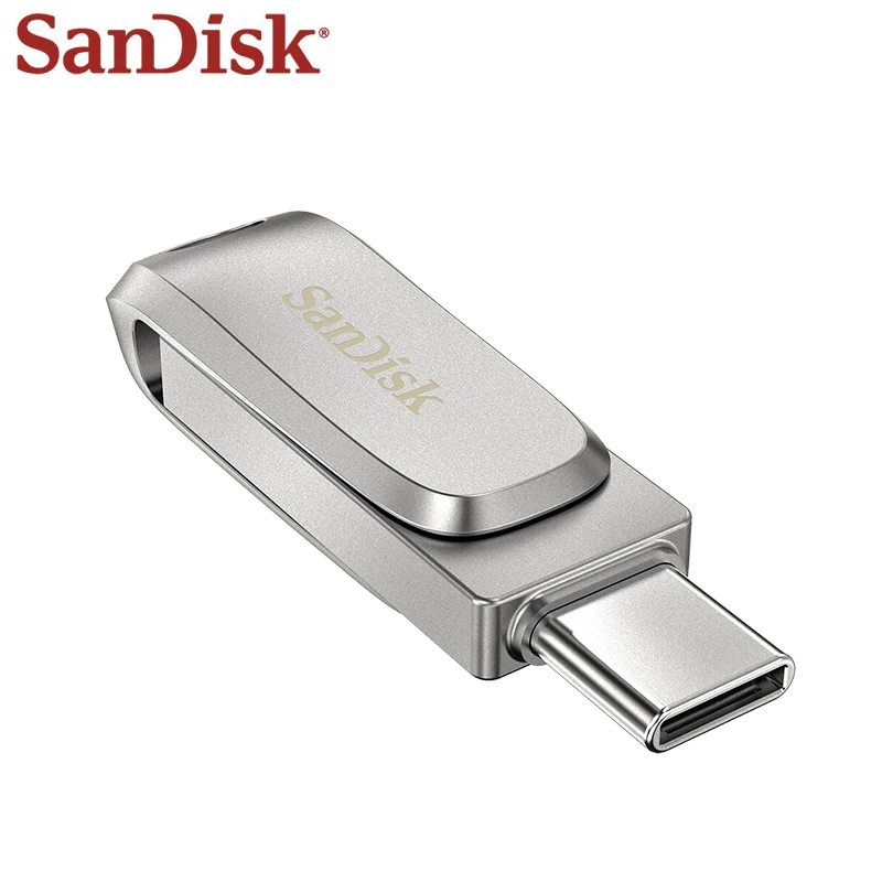 محرك فلاش Sandisk USB 3.2 سعة 32 جيجابايت و64 جيجابايت و128 جيجابايت من النوع C OTG 400 ميجابايت/ثانية ذاكرة عصا 256 جيجابايت 512 جيجابايت محرك أقراص U صغير معدني عالي السرعة