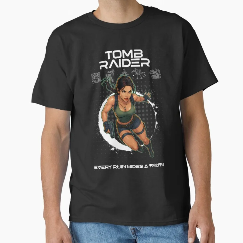 

Every Ruin Hides A Truth Tomb Raider Lara Croft The Angel Of Darkness 80s Video game Gift t shirt for man Large size Tops