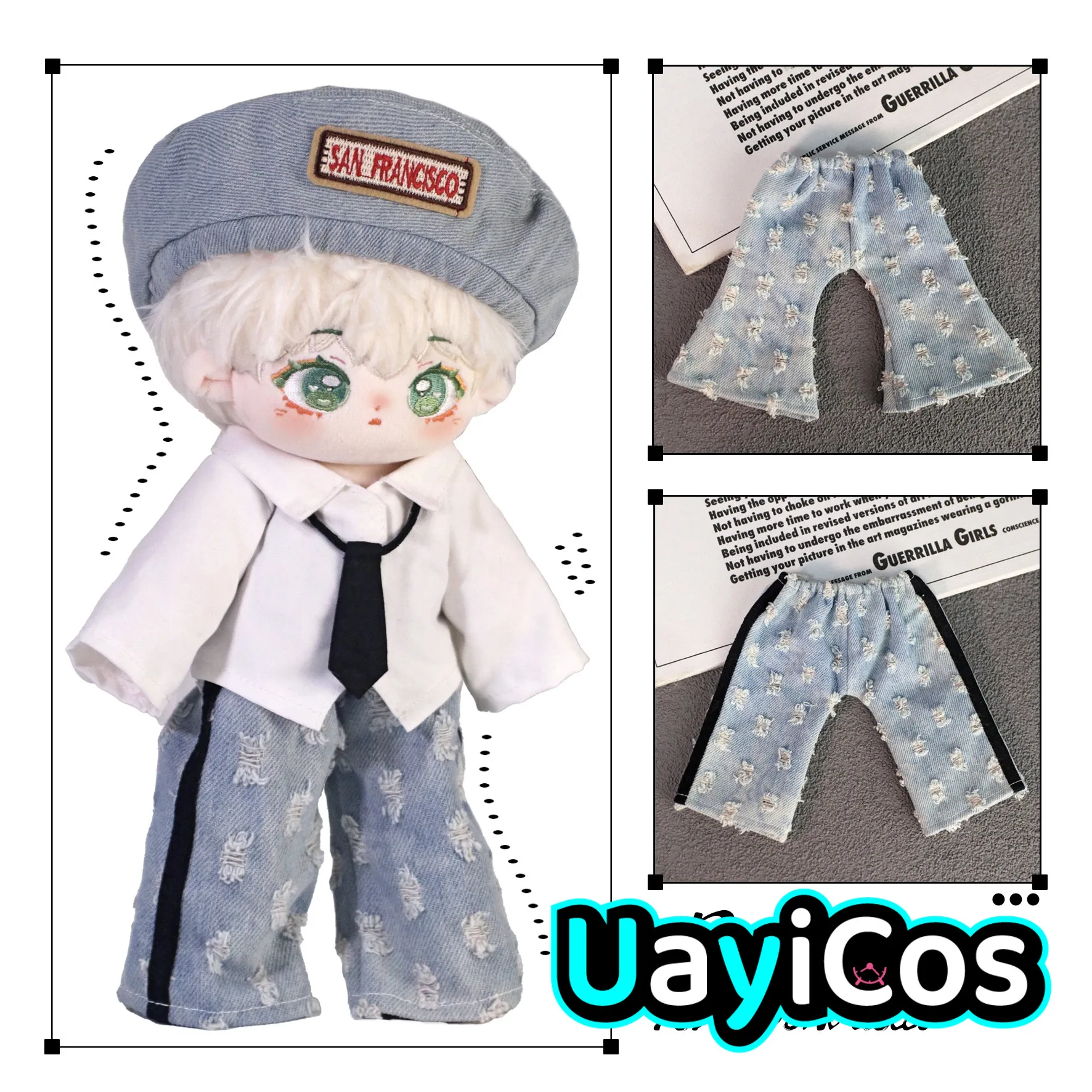 30cm Doll Clothes Cool Girl Punk Ripped Jeans Straight Pants Flared Pants Stuffed Plushies Plush Doll Accessories Anime Toy Kids