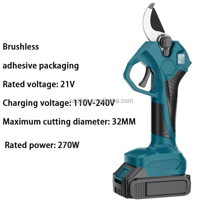 Cordless Electric Pruning Shears Rechargeable Lithium Battery Garden Scissors for Fruit Tree Branch Cutting Powerful Tool