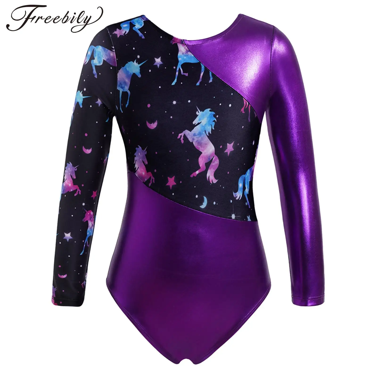 

Children Girls Round Neck Long Sleeves Print Ballet Practice Jumpsuit Dance Wear High Quality Gymnastics Ballet Dance Leotard