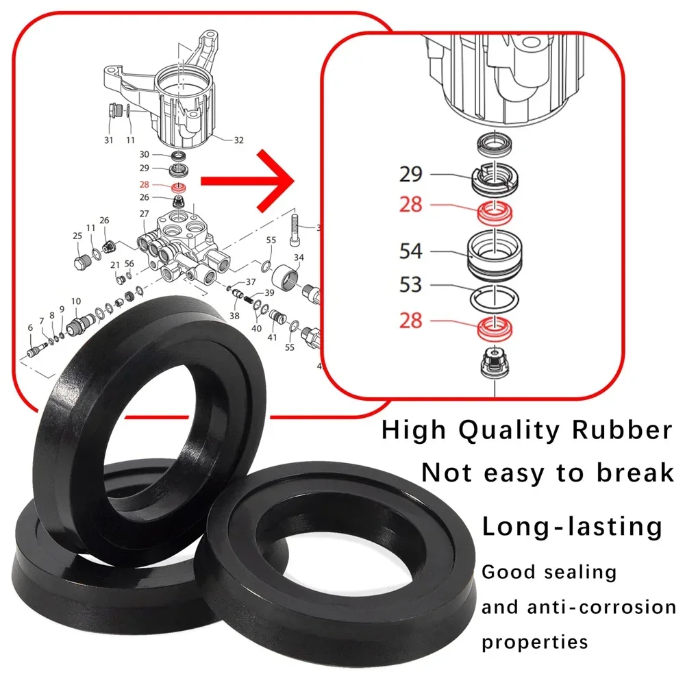 42122 High Pressure Washer Pump 3 Pcs Water Seal Kit for Pool Pressure Washer Pumps Annovi Reverberi RMW2G24 SRMW2.2G26 Swimming