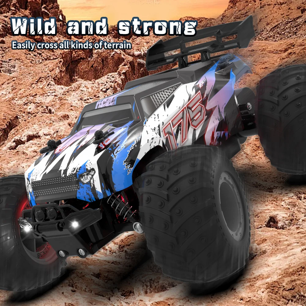 JJRC Q175 RC Car w/ Cool Lights 1:18 Big Wheel 2.4GHz 2WD RC Monster Truck All Terrain Off Road 20KM/H High Speed RC Racing Car