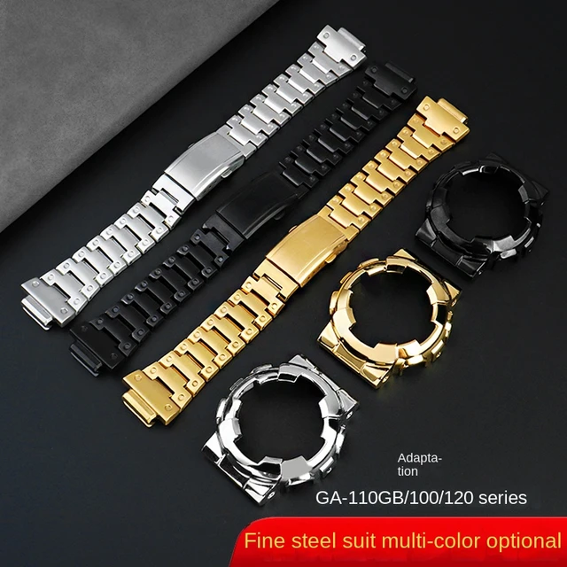 Modified Golden Case Bezel metal Watchband Set For Casio G-SHOCK Black  Samurai GA-110GB GA100 GA120 Stainless steel Watch strap - AliExpress