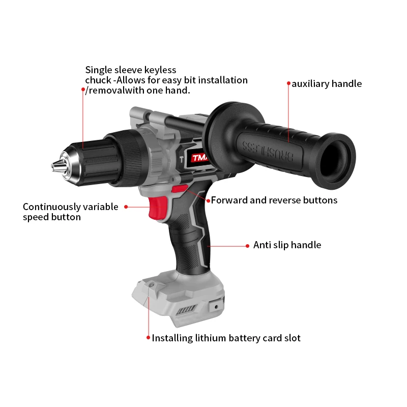 Industrial Grade Power Screw Drivers BrushlessPower Drills For Wood Industry 20V Cordless Lithium Battery Impact Electric Drill