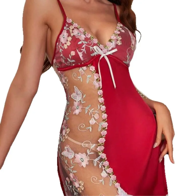 Sexy Suspender Lace Short Skirt Backless Perspective Sex Home Clothes Nightgowns Women's Pajamas Dress Sexy Lingerie Night Dress