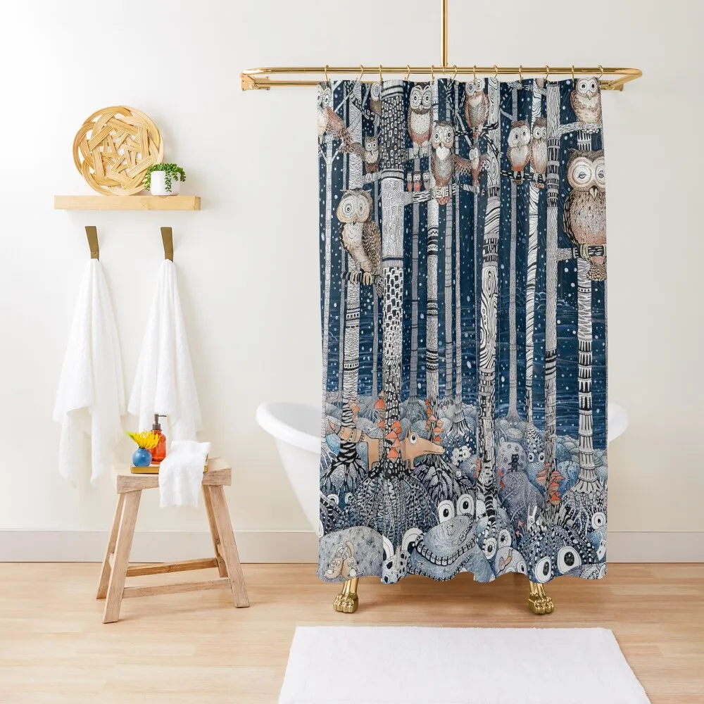 

Owl Forest Shower Curtain Bathroom Box Waterproof Fabric Bathroom Modern Bathroom Accessories Curtain