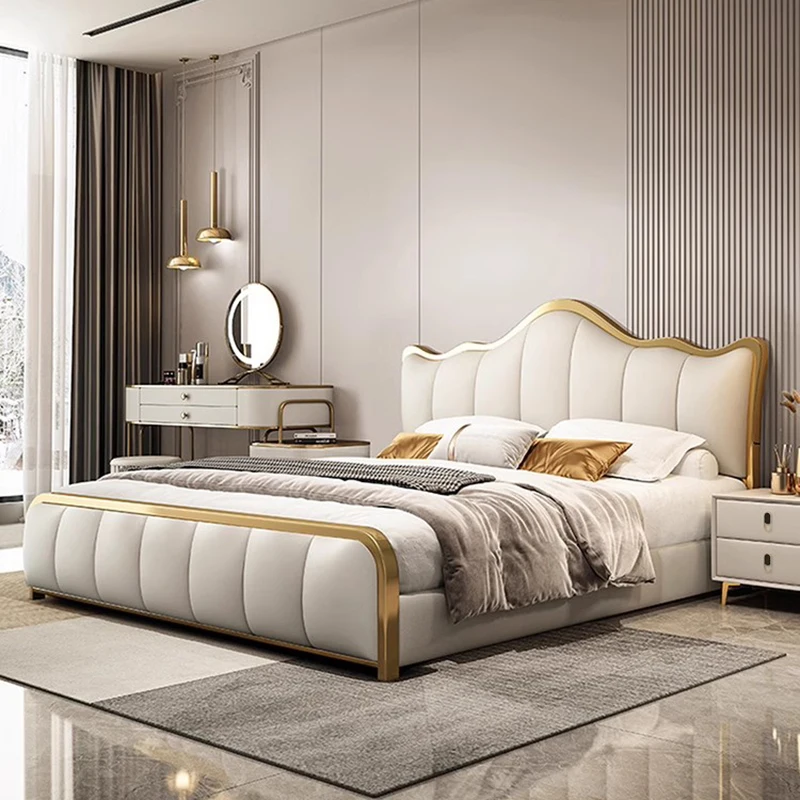 

Luxury Aesthetic Bed Bedroom Modern Nightstands Unique Beds Headboards King Size Frame Cama De Lujo Para Dormitorio Furniture