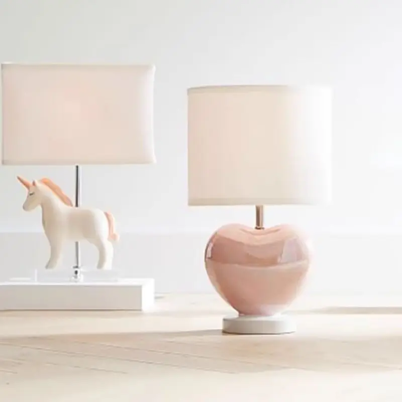 

Nordic bedroom bedside lamp table lamp simple children's room ceramic rainbow peach heart writing eye protection study pink