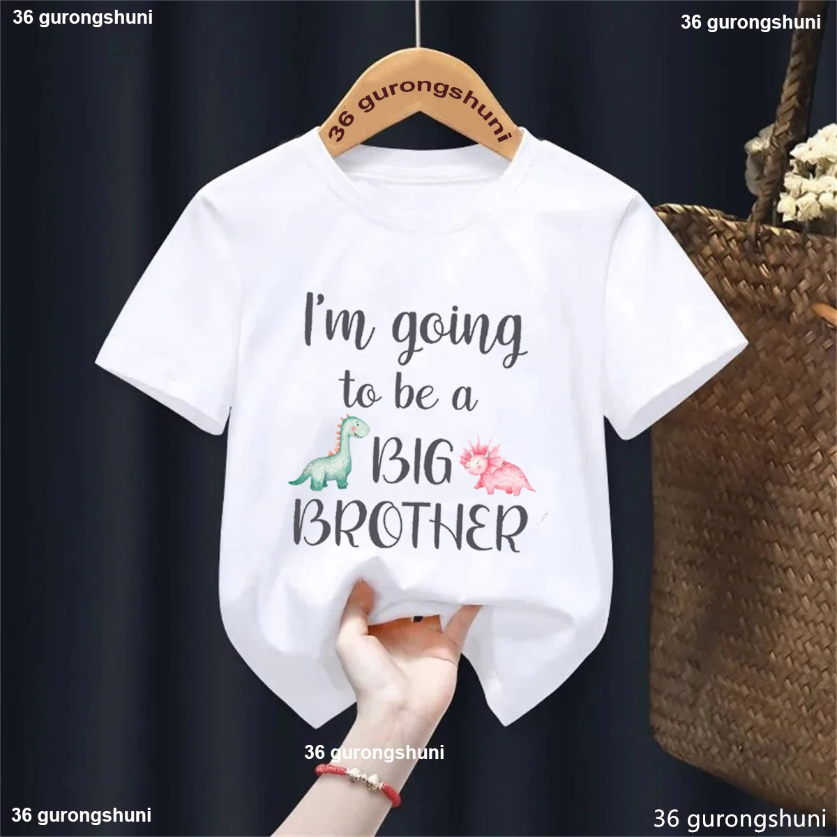 I'M Going To Be A Big Brother Dinosaur T Shirt, Baby Announcement Idea For Son Or Daughter, Boys Dinosaur Tshirt Tops