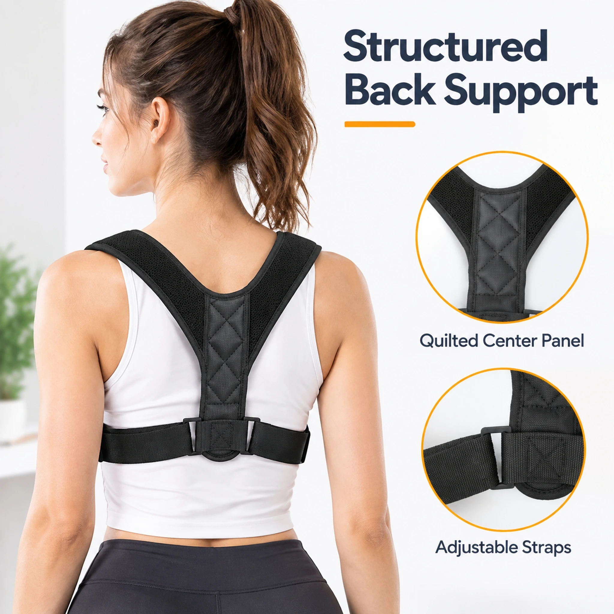 Posture Correction Belt with Simple Support Structure, Adult Shoulder Straightener for Men Women, Posture Training for Sitting