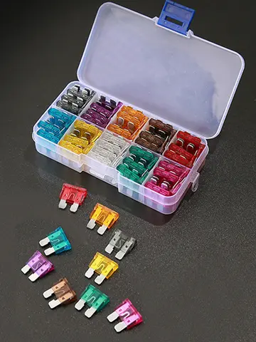 100pcs 50pcs Car Fuse Assortment Set Profile Middle Size Blade Type Fuse Auto Car Truck 2-35A Fuse with Box Clip
