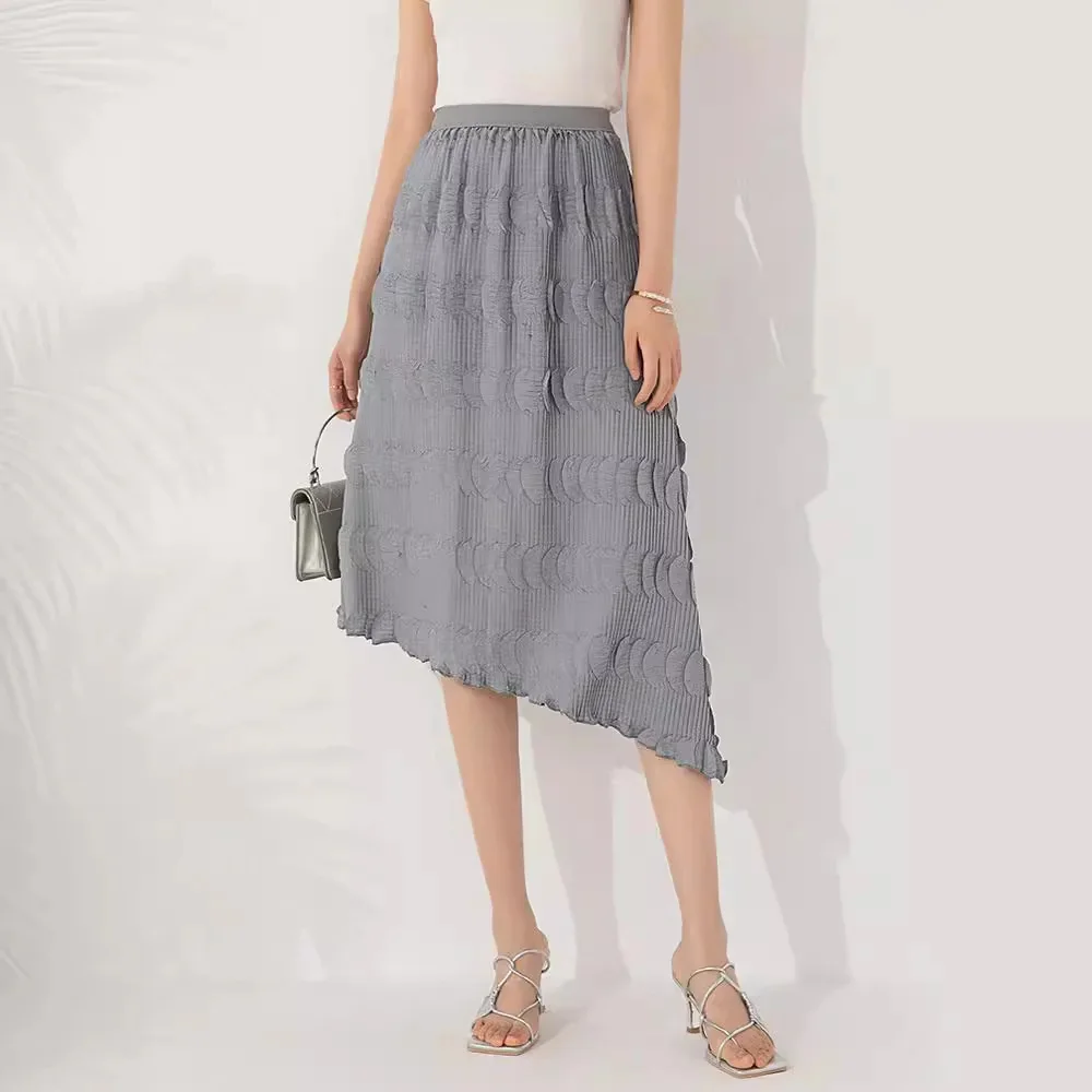 A woman's half skirt Miyake Pleated Fashion large size round petal pleated irregular