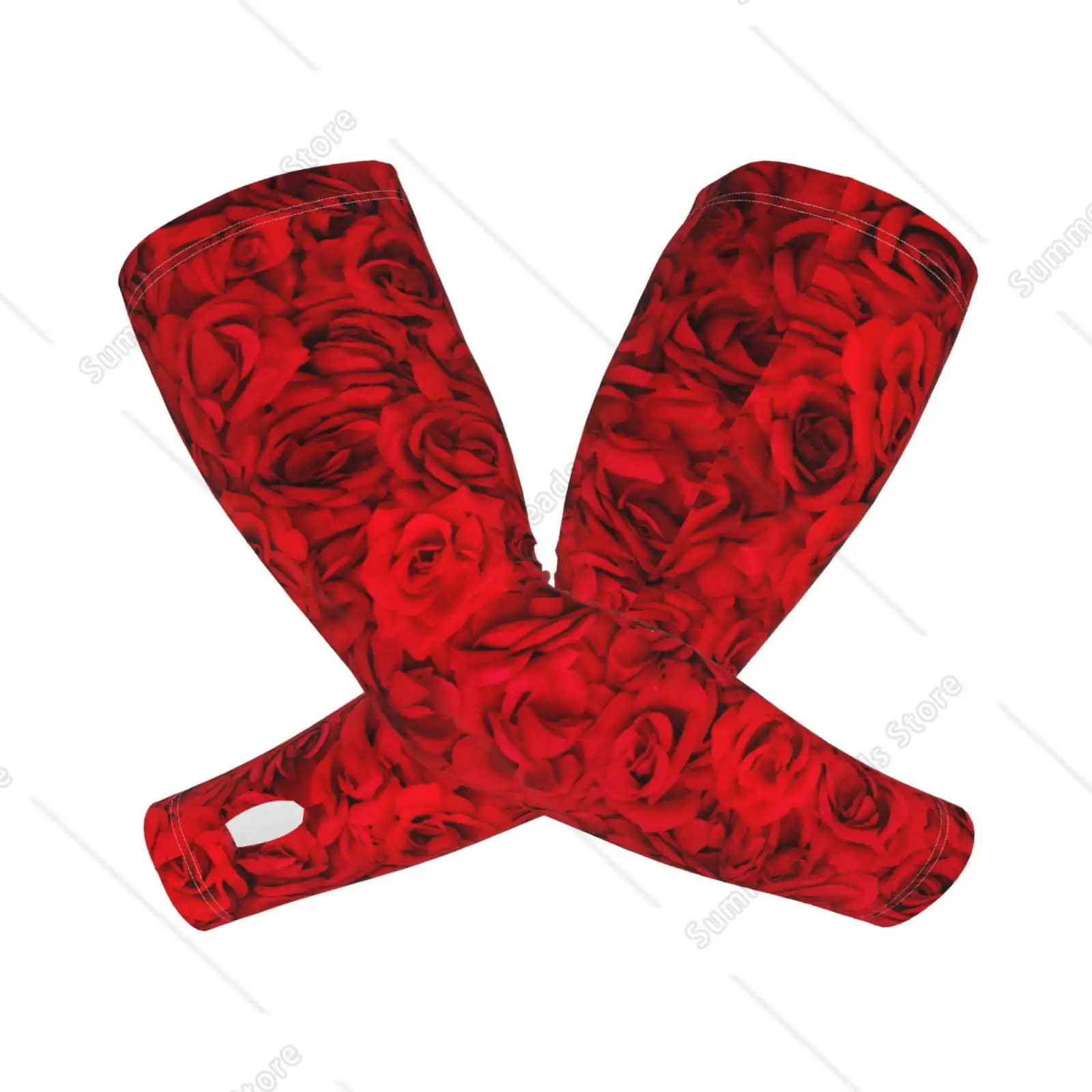 Mangas refrescantes Red Rose para hombres, manguitos de brazo, funda de protección solar UV para cubrir con silicona antideslizante