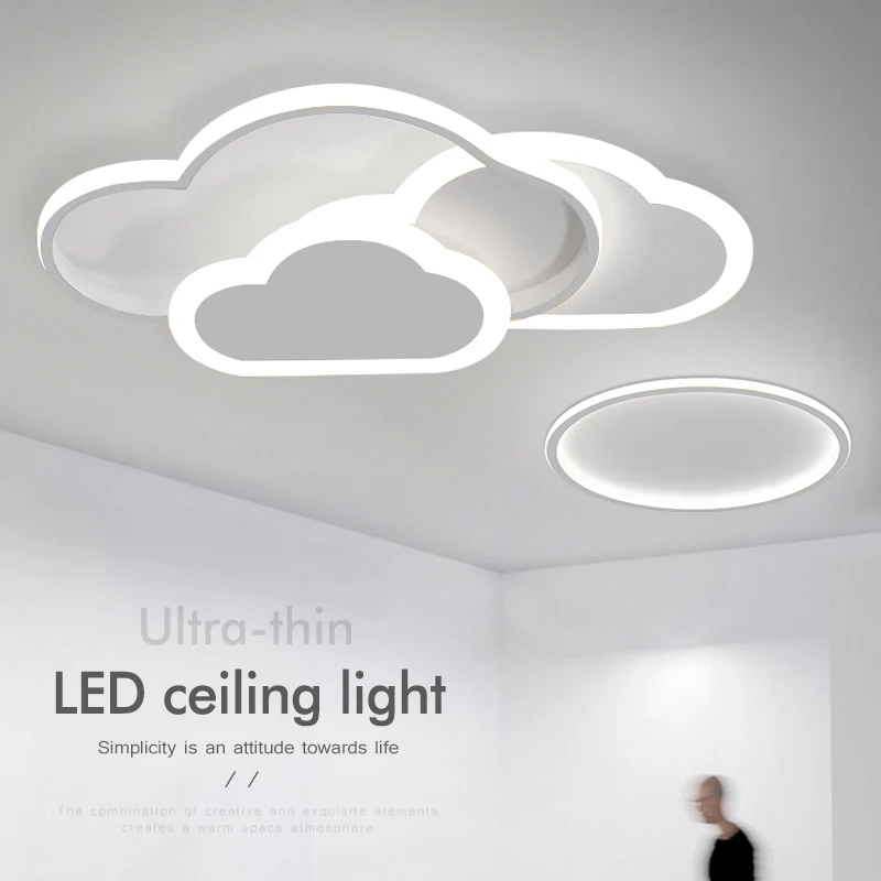 Cloud Shape Ceiling Light Remote Dimming Modern Simple LED Chandelier Lamp Living Children Room Kid Bedroom Study Lamp 220V 110V