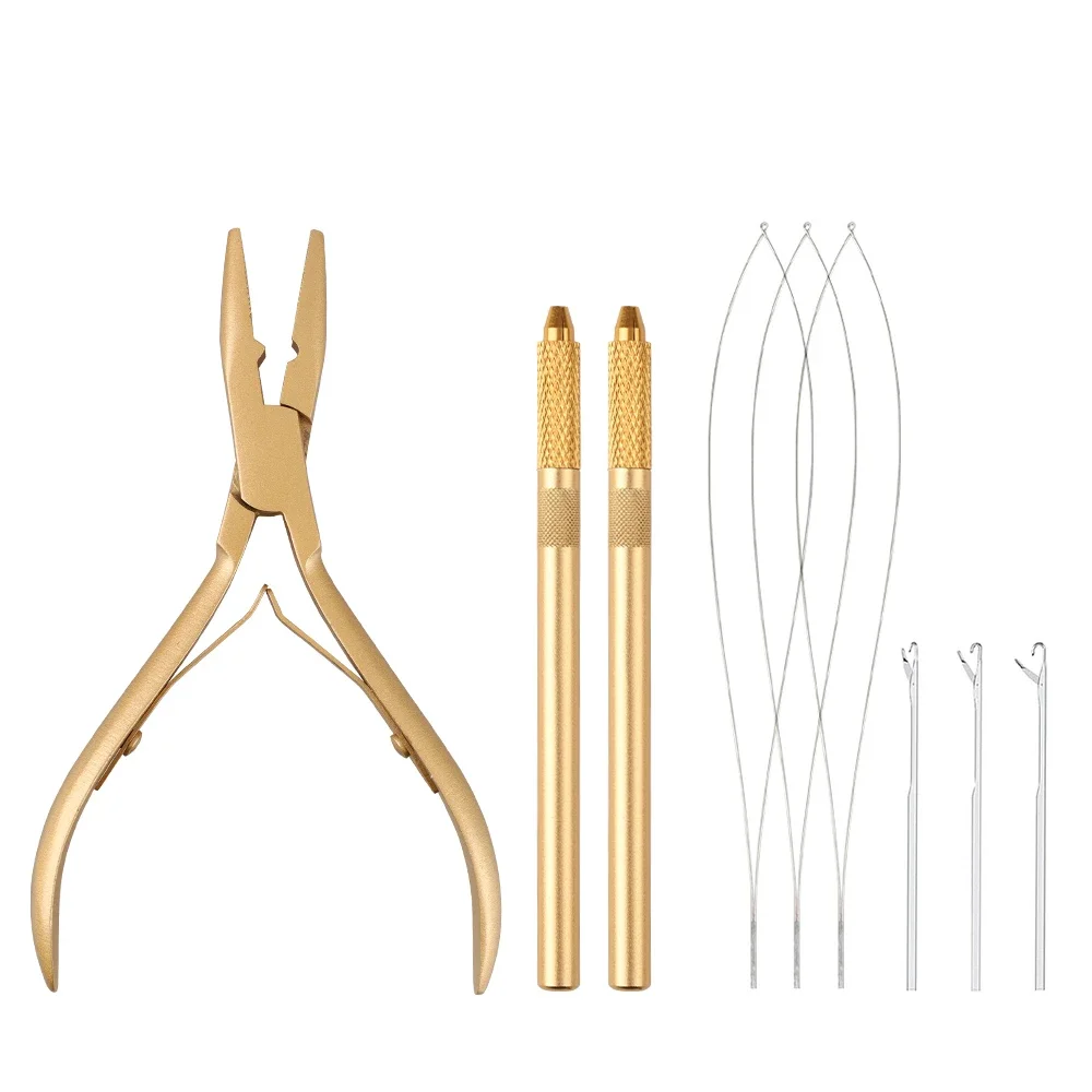 ARLANY Hair Extension Pliers Kit for Micro Beads Microlink Pliers Hair Threader Pulling Needle Loop Tool Bead Device Tool Kit