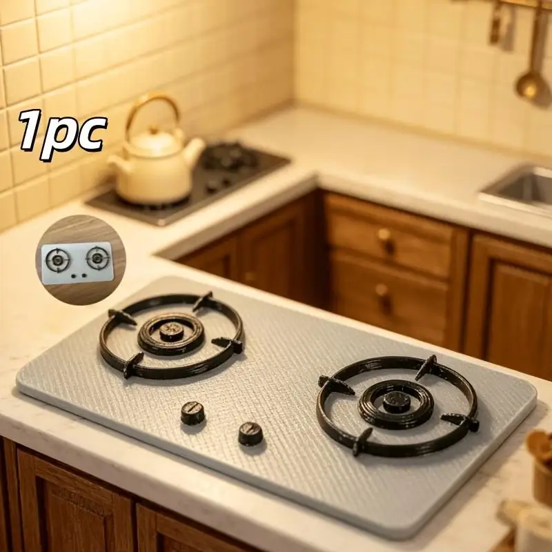 Miniature Gas Stove Model Safe Smooth Edge 1:12 Scale for Dollhouse Kitchen Kids Pretend Play Sand Table