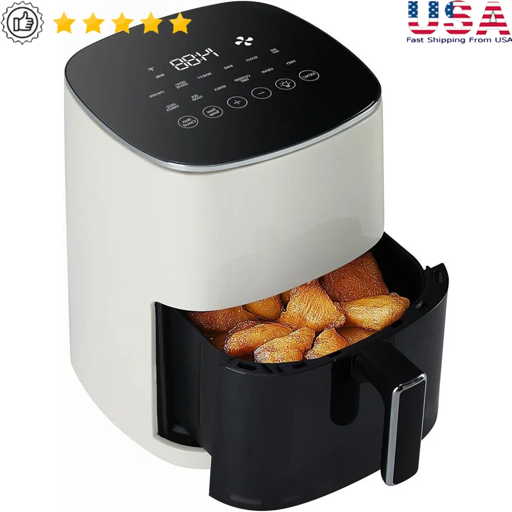 مقلاة هوائية مربعة 6 كيو تي مع نافذة شفافة للتحكم في درجة الحرارة، غير سامة وآمنة للاستخدام في غسالة الأطباق، طهي صحي مثالي