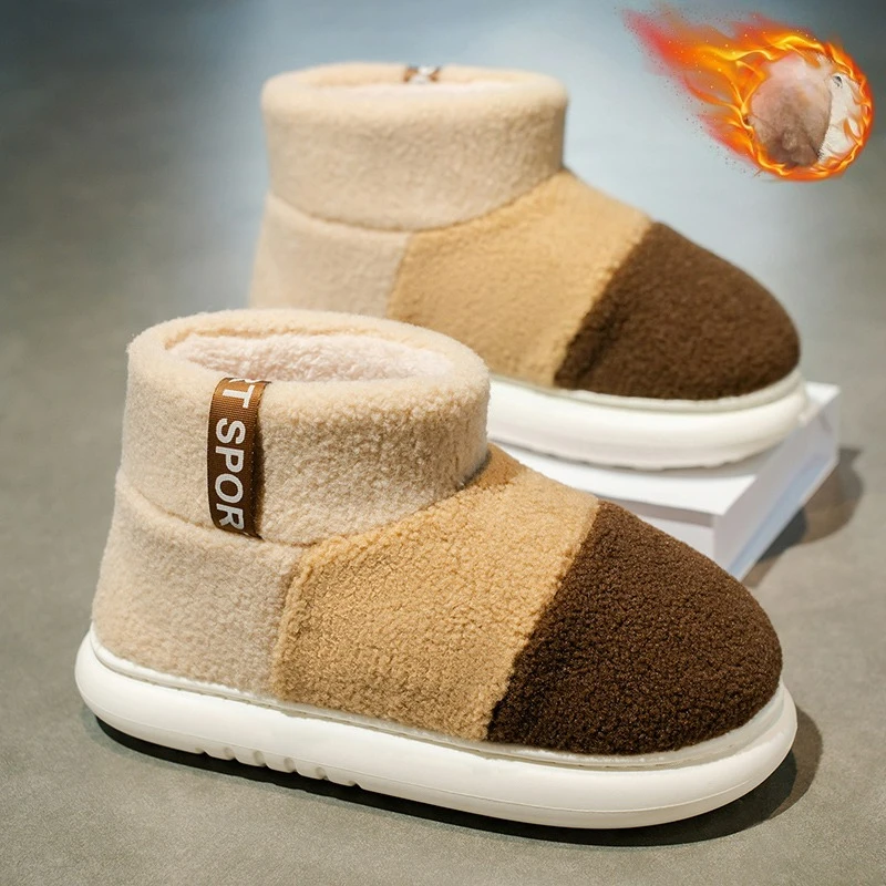 

Winter Men's High-Top Cotton Shoes with Fleece Lining, Warm Snow Boots