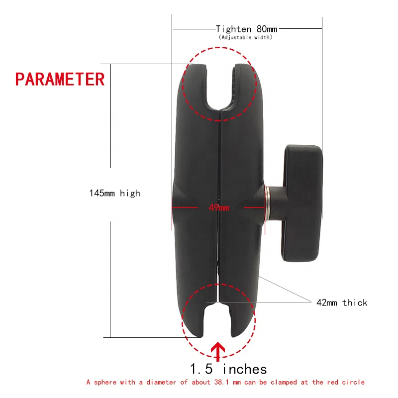 1.5‘’ Ball 15cm Double Socket Arm Aluminum Connecting Rod Navigator Fish Finder Mount Action Camera Holder Extension Arm