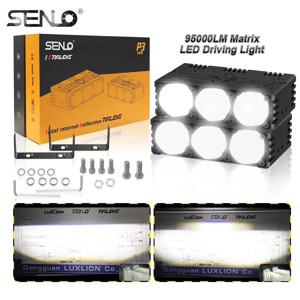 

2pcs 190W LED Projector Lens Auxiliary Headlight Mini Driving Light Moto Three Lens Automotive Grille LED Fog Lights Waterproof