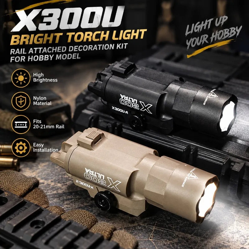 Bright Nylon X300U Hobby Flashlight, Rail Mount Torch Light for Model Hobby Ornament Project