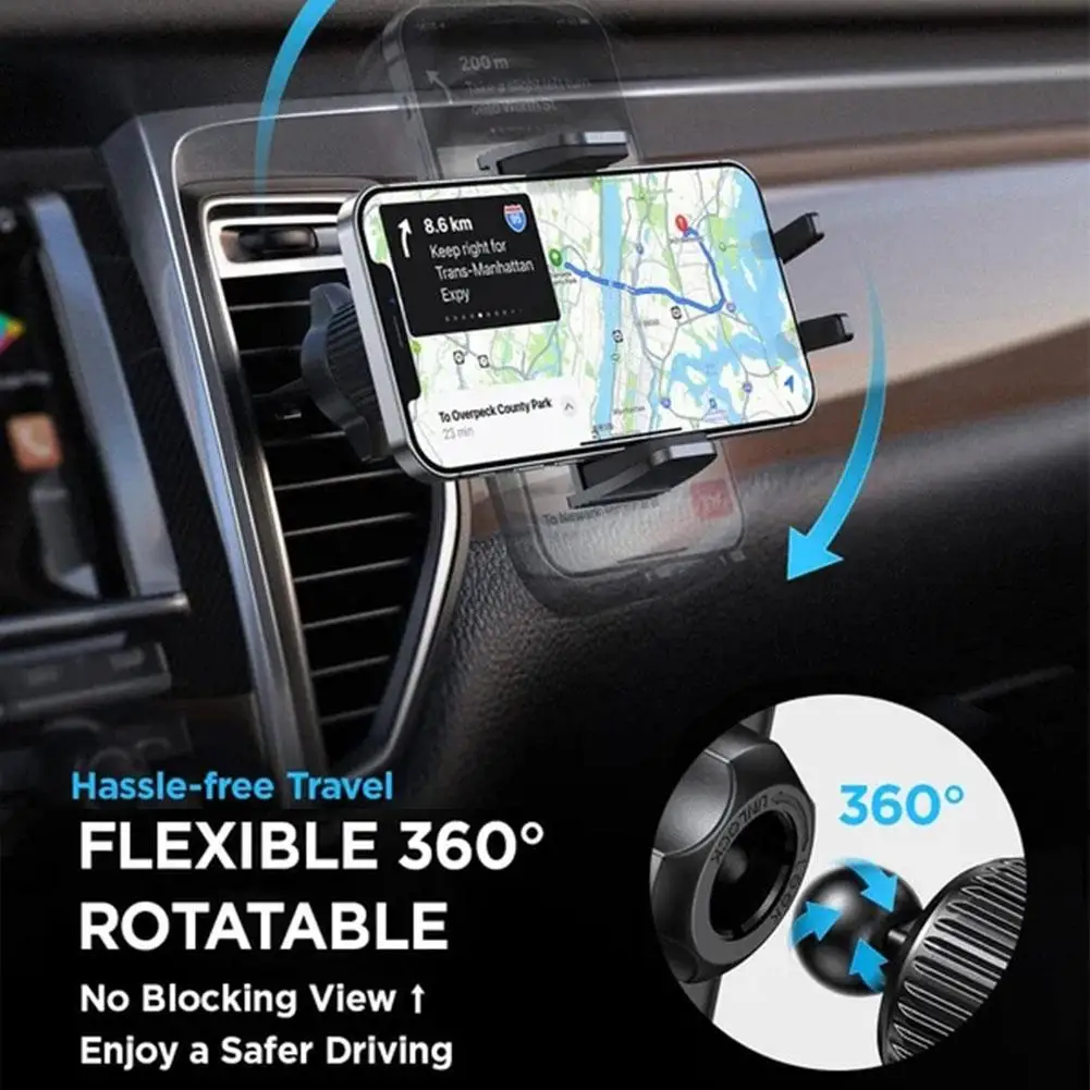 

Universal Car Phone Holder With Hook Mount Stand Bracket Air Vent Clip Phone Mobile Cradle Black U4H2