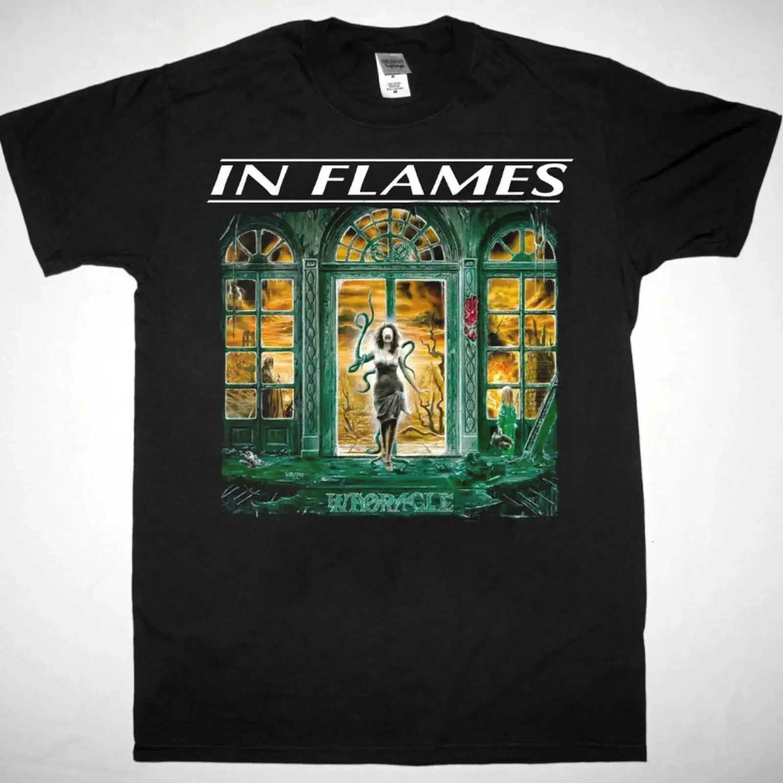T shirt vintage In Flames Whoracle tutte le taglie dalla S alla 5XL 1T241 vintage Washed Soft Slightly Stretched Stylish homme