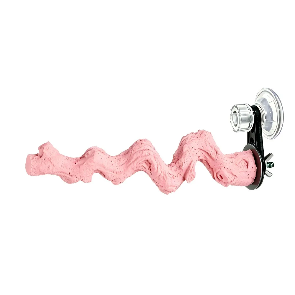 Rough-Surfaced Paw Grinding Stick Suction Cup/Screw Fixation Non-slip Bird Standing Perch Resin Twisted Vine Design