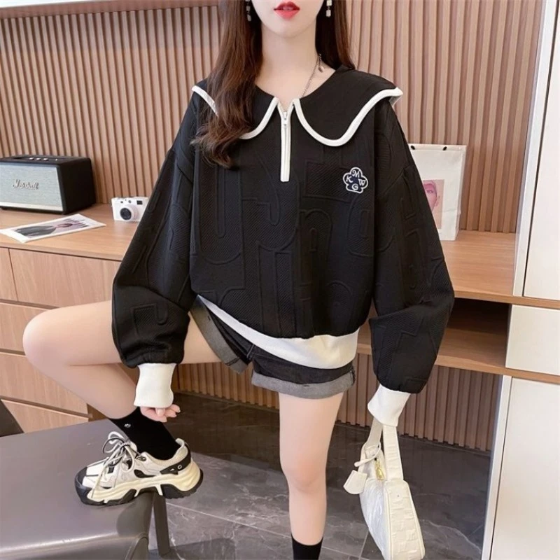 Met ritssluiting Vrouwelijke trui Top Nieuwigheid Hoge kwaliteit Koreaanse populaire kleding Bijpassende sport Lente en herfst damessweatshirts