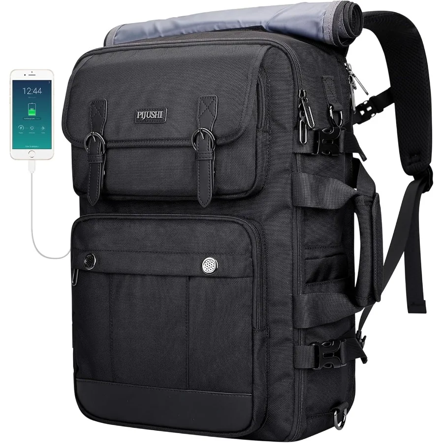 

PIJUSHI Travel Backpack for Women Men Carry on Luggage Backpack Convertible Large Laptop Duffel Bag for Airplanes PE049 Black