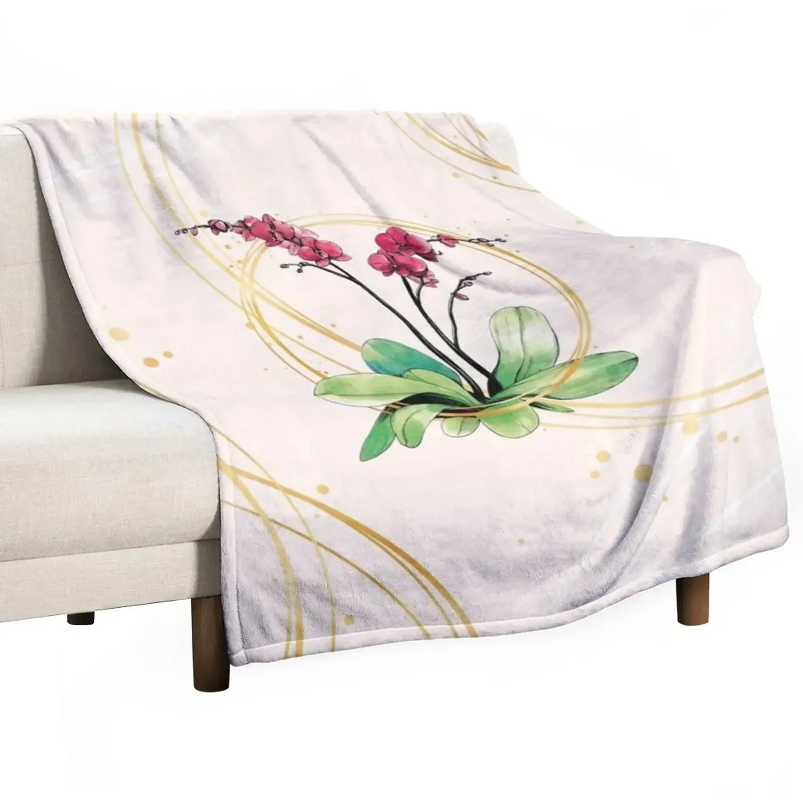 

Orchid surrounded by golden hoops Throw Blanket Plaid wednesday Hair Designers Blankets