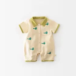 2024 New Summer Baby Clothes Boys Cartoon Crocodile Romper Cotton Infant Boy Jumpsuit Newborn Clothing