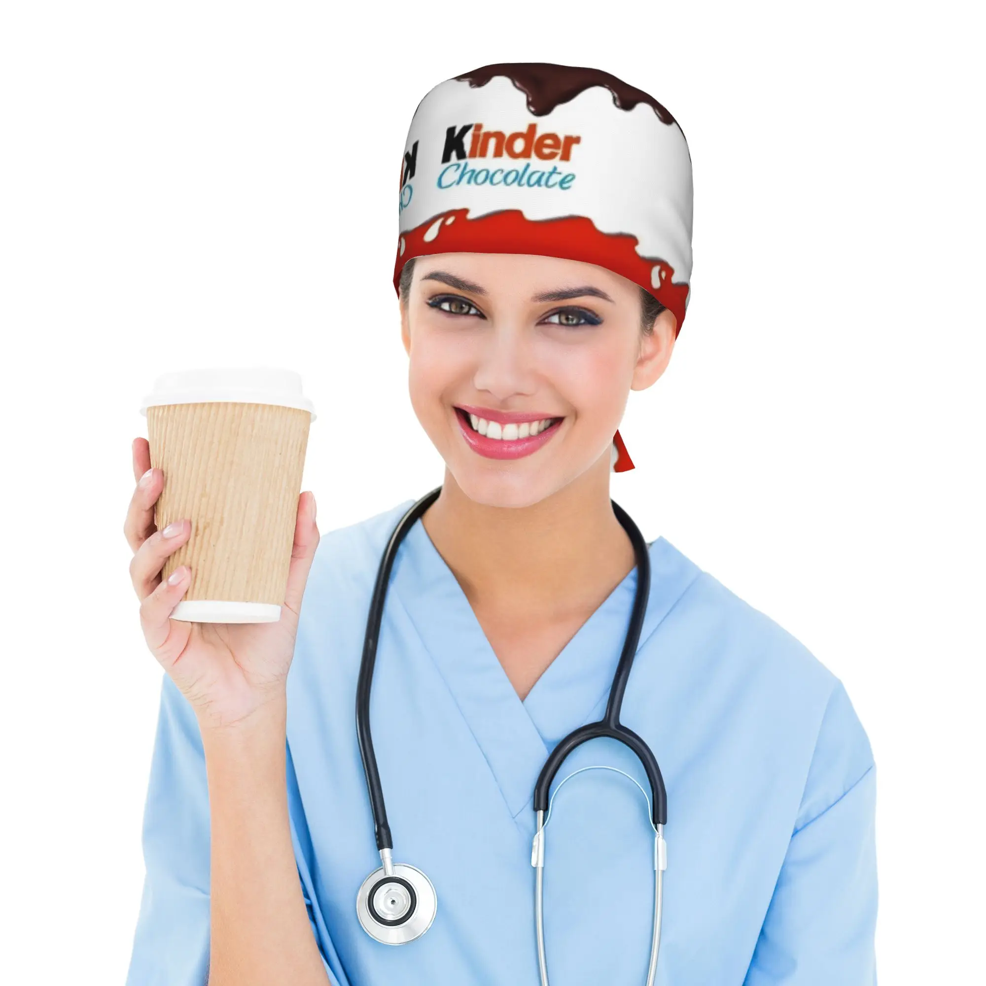 Gorros Quirúrgicos Transpirables Personalizados con Sorpresas de Chocolate Kinder, Gorros de Enfermería Unisex, Gorros para el Cabello, Gorros de Trabajo Munchies