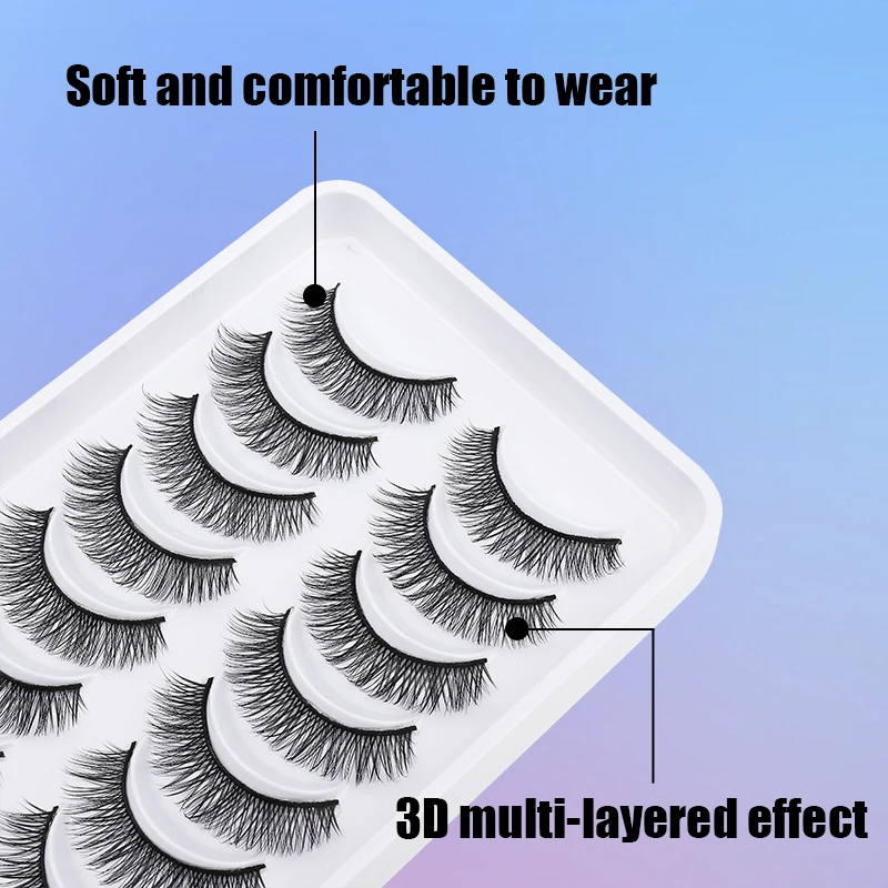 DINGSEN Weiche gefälschte Wimpern, 10 Paar, 3D-natürliche Vollstreifen-Wimpern, Schönheitsbedarf, künstliche Nerz-Wimpern, Make-up-Streifen-Wimpern – Detail 2